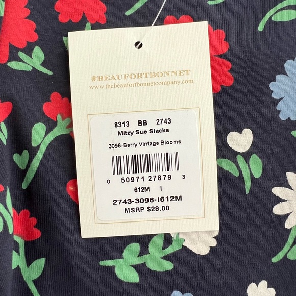 The Beaufort Bonnet Compnay Mitzi Sue Slacks, Berry Vintage Blooms NWT - Picture 3 of 4